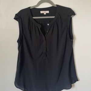 LOFT black cap sleeve size large summer top blouse